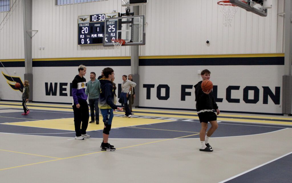 Students testing the hoops